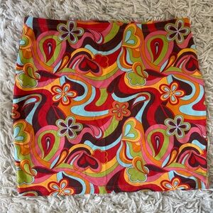 Colorful Retro Patterned Mini Skirt
